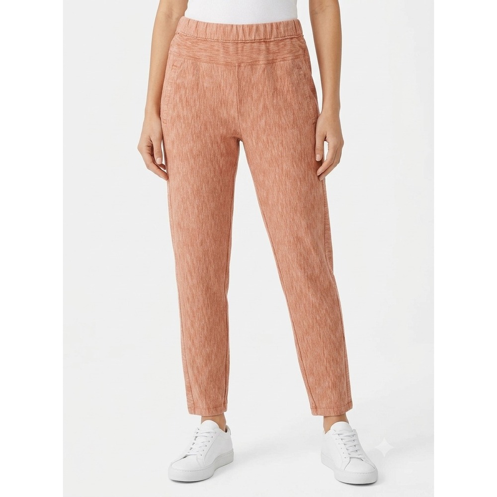 Anthropologie Space Dye Crop Pants Womens XS Coral  Elastic Waist Tapered Leg